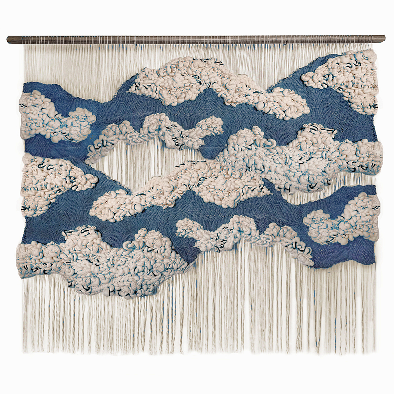 Большой дизайнерский Гобелен Misty Morning III Blue ivory ( слоновая кость ) Синий в Твери | Loft Concept 