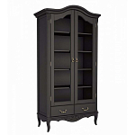 Шкаф книжный черный из массива бука со стеклянными дверцами и 5-ю полками Black Provence варинант исполнения - 1 | Loft Concept в Твери