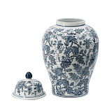 Ваза с крышкой и бело-синим цветочным узором Blue & White Ornament  варинант исполнения - 1 | Loft Concept в Твери