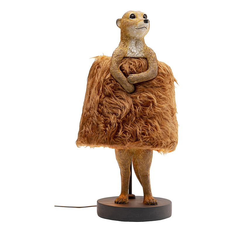 Настольная лампа Цурикат плафон из меха Бежевый Охра в Твери | Loft Concept 