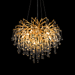 Люстра подвесная с прозрачными стеклянными подвесками в форме капель Диаметр 60 см Droplet Chandelier варинант исполнения - 9 | Loft Concept в Твери