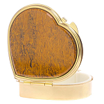 Таблетница карманная в форме сердца с 3-мя отделениями с зеркалом и накладкой из натурального камня Яшма Змеиная Gold Stone Pillboxes варинант исполнения - 2 | Loft Concept в Твери