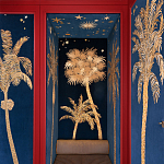 Обои с вышивкой ручной работы Deco Palms Original colourway on velvet варинант исполнения - 1 | Loft Concept в Твери