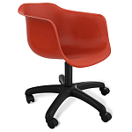 Стул пластиковый красного цвета на колесиках с подъемно-поворотным механизмом Eames Red варинант исполнения - 1 | Loft Concept в Твери