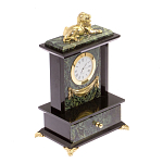 Часы настольные с декором в виде льва из натурального камня Нефрит Lion Stone Clock варинант исполнения - 2 | Loft Concept в Твери