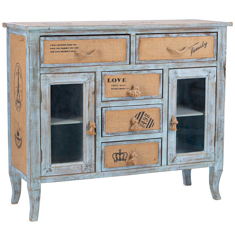 Комод в стиле прованс Beige-Blue Provence Бежевый Винтажный голубой Комод в стиле прованс Beige-Blue Provence Бежевый Винтажный голубой в Твери | Loft Concept