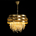 Люстра цвета матового золота с металлическими лентами и длинными прозрачными подвесками Gilded Waves варинант исполнения - 3 | Loft Concept в Твери