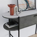 Консоль напольная серая с выдвижным ящиком и 2-мя полками с белой столешницей OTIS CONSOLE RETRO GRAY варинант исполнения - 4 | Loft Concept в Твери