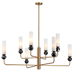 Люстра на штанге с 8-ю цилиндрическими матовыми плафонами и шарами из камня Orb Essence варинант исполнения - 5 | Loft Concept в Твери