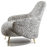 Кресло мягкое с принтом на золотистых ножках Onlooker варинант исполнения - 1 | Loft Concept в Твери