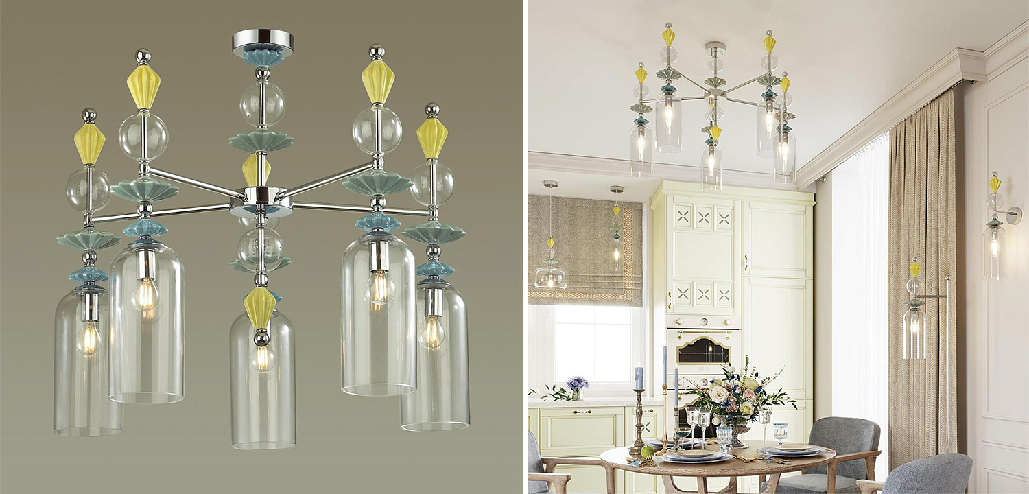 Люстра Iris Glass Chandelier candy 5 chrome Люстра Iris Glass Chandelier candy 5 chrome - Loft-Concept в Твери