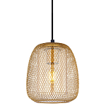Подвесной светильник со стеклянным плафоном цилиндрической формы и металлической сеткой Metal Mesh Gold варинант исполнения - 1 | Loft Concept в Твери