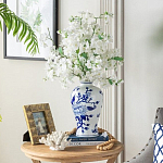 Ваза с бело-синей росписью и изображением цветов Blue & White Ornament варинант исполнения - 5 | Loft Concept в Твери