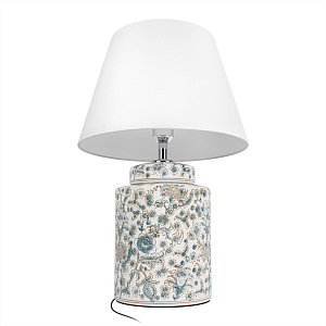 Настольная лампа цилиндрическая с цветочной росписью Lamp Flower Painting
