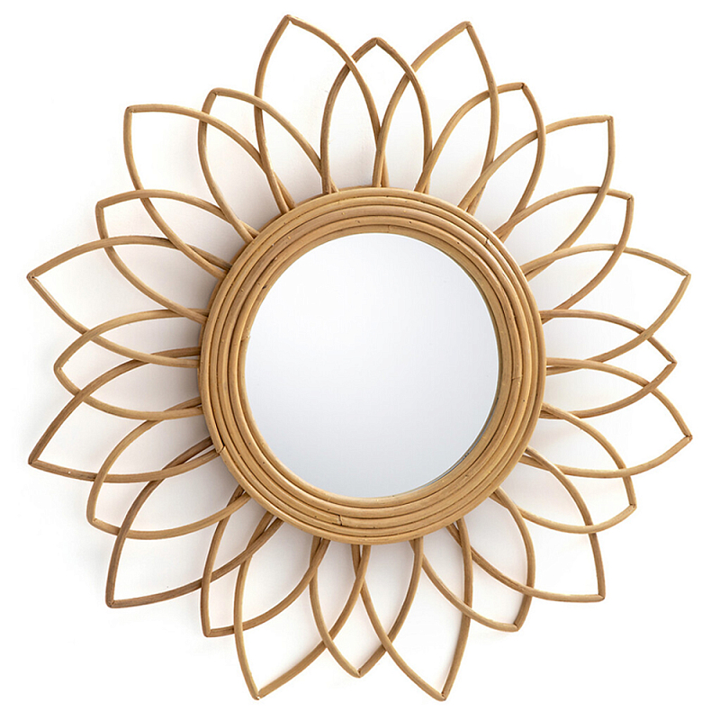 Зеркало из ротанга в форме цветка WICKER MIRROR 65 Бежевый Зеркало из ротанга в форме цветка WICKER MIRROR 65 Бежевый в Твери | Loft Concept