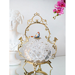 Конфетница с бронзовой ручкой и фарфоровой птичкой на крышке Eden Garden варинант исполнения - 4 | Loft Concept в Твери