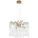 Люстра подвесная круглая в виде ветвей деревьев бронзового цвета с прозрачными подвесками-каплями Droplet Chandelier варинант исполнения - 3 | Loft Concept в Твери