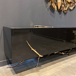 Дизайнерский комод чёрный глянцевый с основанием в виде золотых ветвей Meta Credenza  варинант исполнения - 3 | Loft Concept в Твери