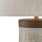 Настольная лампа с тканевым абажуром и основанием из кожи Leather Column варинант исполнения - 1 | Loft Concept в Твери
