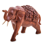 Статуэтка из дерева суар в виде слона в традиционном облачении Elephant in blanket варинант исполнения - 1 | Loft Concept в Твери