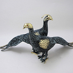 Статуэтка бронзовая пара Павлины синие Bronze Birds варинант исполнения - 1 | Loft Concept в Твери