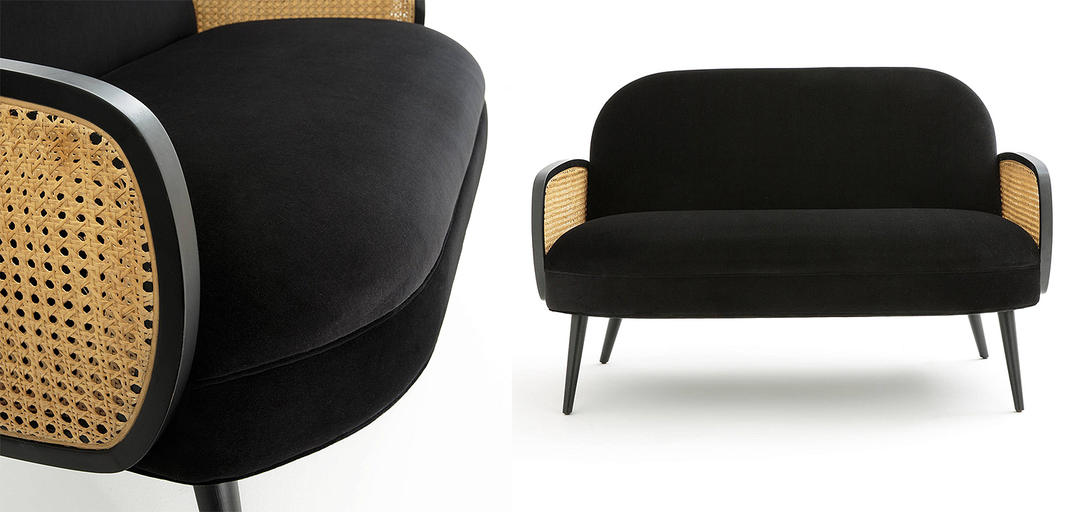Диван Morten Wicker Black Sofa Черный Диван Morten Wicker Black Sofa Черный - Loft-Concept в Твери