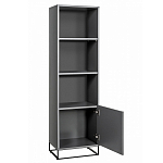 Стеллаж книжный цвета графит с 3-мя открытыми полками и дверкой Strict Lines варинант исполнения - 2 | Loft Concept в Твери