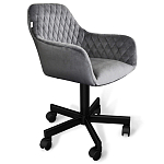 Стул с мягкой серой обивкой из велюра и подъемно-поворотным механизмом на черных колесиках Harper Gray варинант исполнения - 1 | Loft Concept в Твери