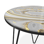 Стол журнальный c круглой столешницей из стекла серого цвета Gray and Gold Marble варинант исполнения - 3 | Loft Concept в Твери