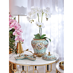 Блюдо из голубого фарфора с бронзовой ручкой в виде ветки Blue Garden варинант исполнения - 4 | Loft Concept в Твери