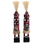 Комплект из 2-х деревянных статуэток Asmat Straw Headdress Statuettes Red Turquoise варинант исполнения - 4 | Loft Concept в Твери