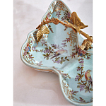 Блюдо из голубого фарфора с бронзовой ручкой в виде ветки Blue Garden варинант исполнения - 6 | Loft Concept в Твери