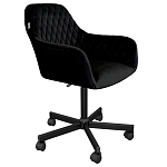 Стул с мягкой черной обивкой из велюра и подъемно-поворотным механизмом на колесиках Harper Black варинант исполнения - 1 | Loft Concept в Твери