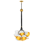 Люстра с 15-ю белыми  плафонами с золотой внутренней поверхностью Hinkley варинант исполнения - 7 | Loft Concept в Твери