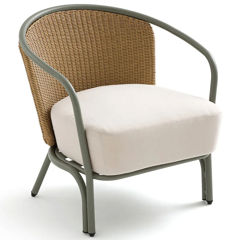 Садовое кресло с каркасом из стали Kenneth Chair Зеленый шалфей Коричневый Молочный Садовое кресло с каркасом из стали Kenneth Chair Зеленый шалфей Коричневый Молочный в Твери | Loft Concept