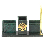 Настольный письменный набор из змеевика с визитницами и ручкой Successful Leader варинант исполнения - 1 | Loft Concept в Твери