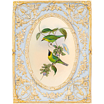 Декоративный постер с изображением птиц в раме с рельефным растительным узором Blooming Birds Poster варинант исполнения - 8 | Loft Concept в Твери