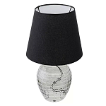 Настольная лампа с черным тканевым абажуром и фактурным прозрачным основанием Black Cone варинант исполнения - 1 | Loft Concept в Твери