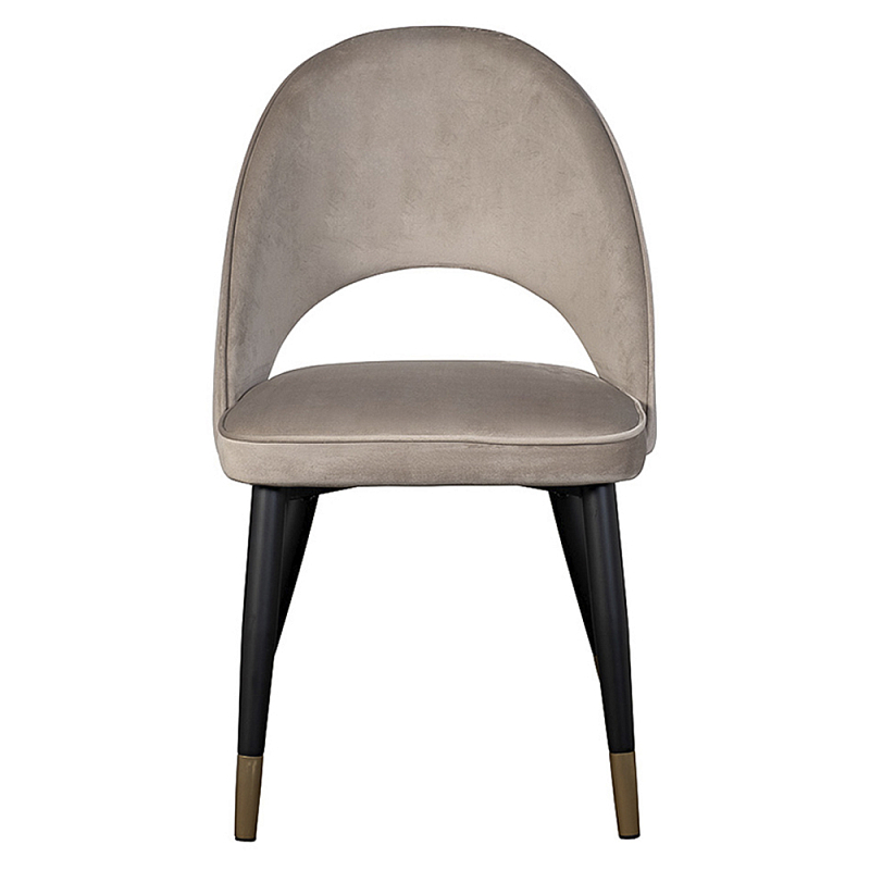 Стул велюровый серо-бежевый Schelde Gray Beige Серо-бежевый Черный в Твери | Loft Concept 