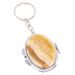 Зеркало брелок карманное двухстороннее из натурального камня Оникс Silver Stone Mirrors варинант исполнения - 1 | Loft Concept в Твери