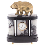 Часы настольные бронзовые с декором в виде медведя Bear Stone Clock варинант исполнения - 1 | Loft Concept в Твери