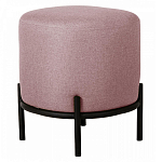 Круглый пуф на металлических ножках с обивкой из рогожки Casey Poof варинант исполнения - 3 | Loft Concept в Твери