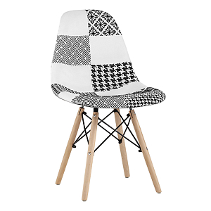Пластиковый стул на ножках из массива бука Eames Черно-Белый Пэчворк
