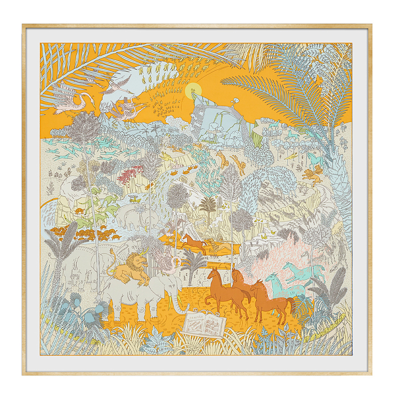 Картина Hermes Le Carnaval des Animaux Orange Мульти Золотой Картина Hermes Le Carnaval des Animaux Orange Мульти Золотой в Твери | Loft Concept