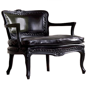 Двухместный Диван Людовик Черная Кожа