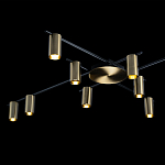 Потолочный светильник с 10-ю цилиндрическими плафонами цвета латунь TRIBES CHANDELIER варинант исполнения - 4 | Loft Concept в Твери