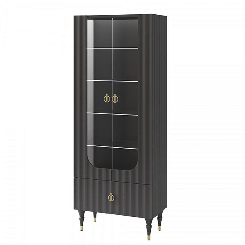 Витрина двухдверная с ящиком Antique Order Графит Золотой в Твери | Loft Concept 