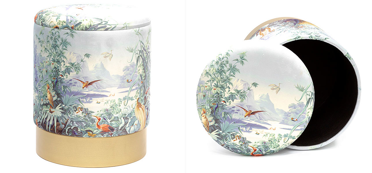 Пуф PUF Jungle Print с крышкой Adrian Пуф PUF Jungle Print с крышкой Adrian - Loft-Concept в Твери