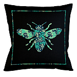 Подушка декоративная пчела с бирюзовым узором Ikat Pattern варинант исполнения - 1 | Loft Concept в Твери