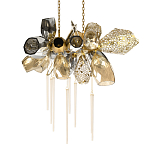 Люстра подвесная с 18-ю стеклянными плафонами с вертикальными подвесками Gilded Mirage  варинант исполнения - 1 | Loft Concept в Твери